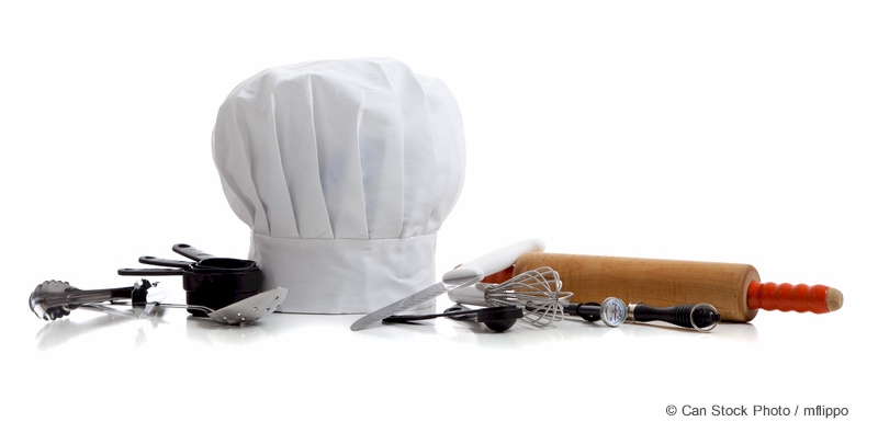 Ustensiles de cuisine et chapeau de chef cuisinier